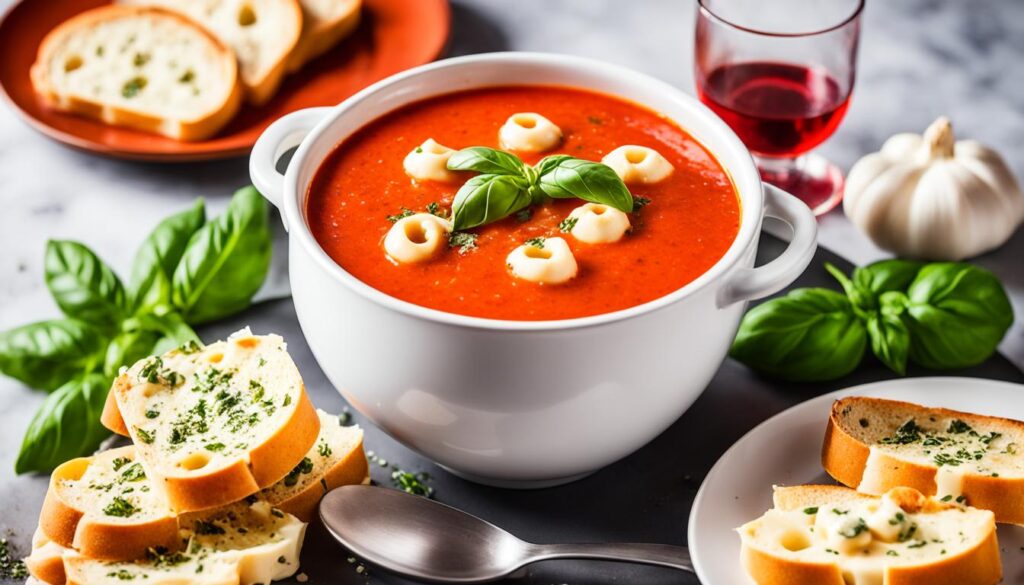 15 Minute Tomato Basil Soup with Cheese Tortellini